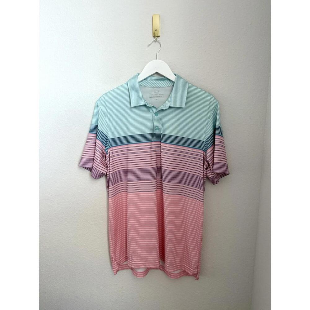Vineyard Vines Performance Preppy Striped Sankaty Golf Polo Size M